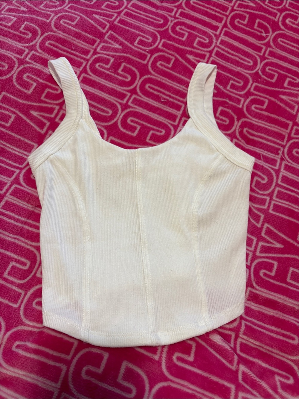 SO White Ribbed Square-Neck Tank
